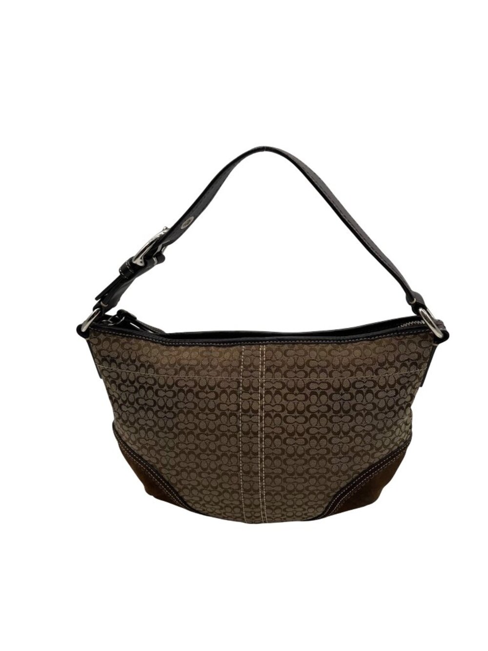 Coach Beige And Brown Signature Canvas Hobo Shoulder Bag